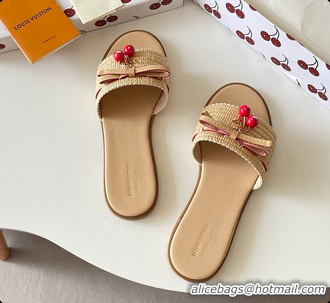 Good Looking Louis Vuitton LV x TM Chinelo Lily Beige Raffia 6070906