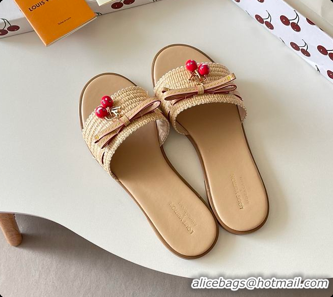 Good Looking Louis Vuitton LV x TM Chinelo Lily Beige Raffia 6070906