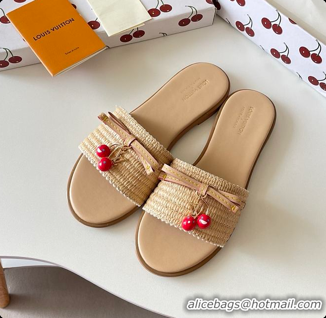 Good Looking Louis Vuitton LV x TM Chinelo Lily Beige Raffia 6070906