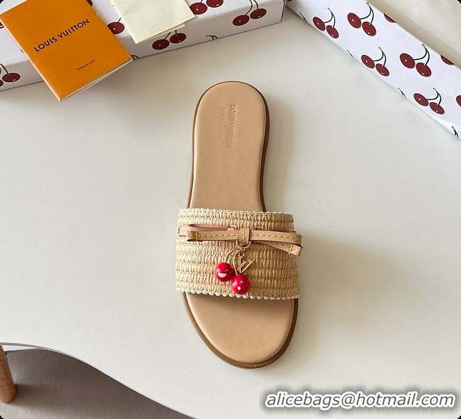 Good Looking Louis Vuitton LV x TM Chinelo Lily Beige Raffia 6070906