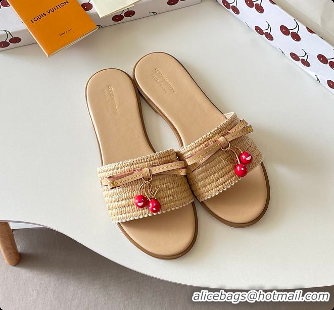 Good Looking Louis Vuitton LV x TM Chinelo Lily Beige Raffia 6070906