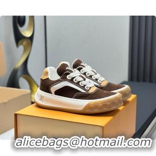 Top Design Louis Vuitton LV Tilted Sneaker Brown Suede calf leather 6070907