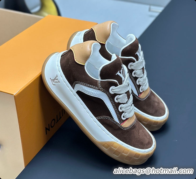 Top Design Louis Vuitton LV Tilted Sneaker Brown Suede calf leather 6070907