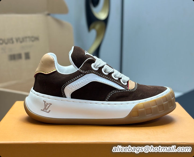 Top Design Louis Vuitton LV Tilted Sneaker Brown Suede calf leather 6070907