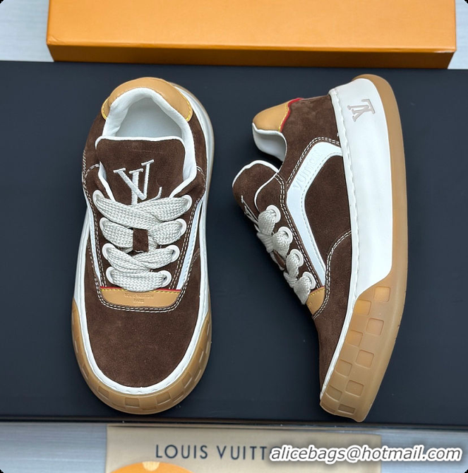 Top Design Louis Vuitton LV Tilted Sneaker Brown Suede calf leather 6070907