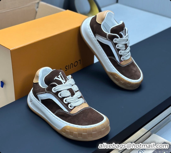 Top Design Louis Vuitton LV Tilted Sneaker Brown Suede calf leather 6070907