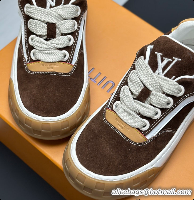 Top Design Louis Vuitton LV Tilted Sneaker Brown Suede calf leather 6070907