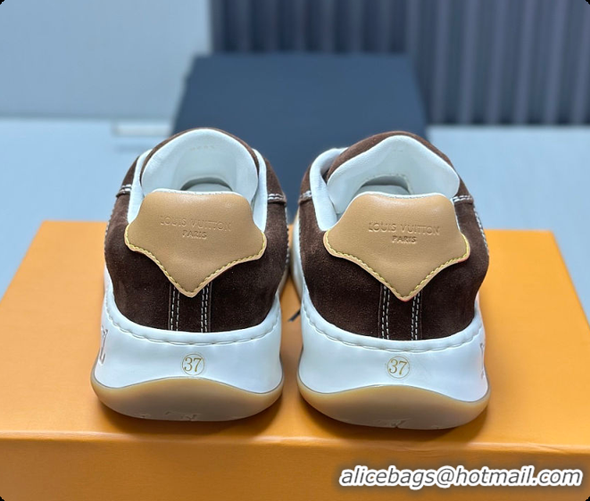 Top Design Louis Vuitton LV Tilted Sneaker Brown Suede calf leather 6070907