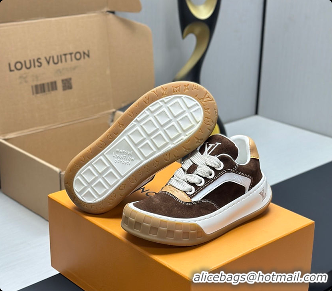 Top Design Louis Vuitton LV Tilted Sneaker Brown Suede calf leather 6070907