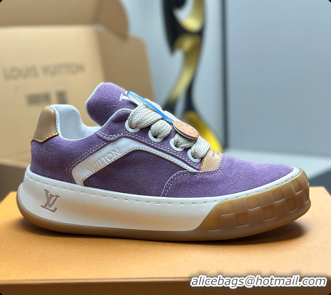 Trendy Design Louis Vuitton LV Tilted Sneaker Lilac Suede calf leather 6070907