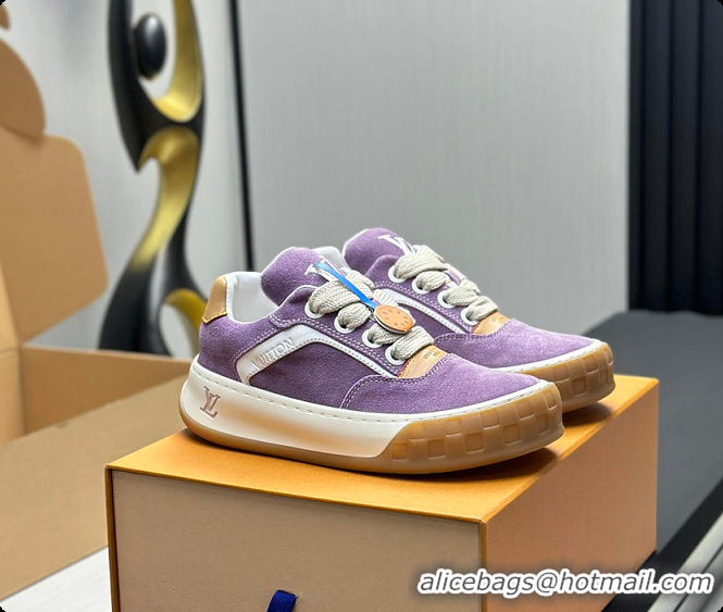 Trendy Design Louis Vuitton LV Tilted Sneaker Lilac Suede calf leather 6070907