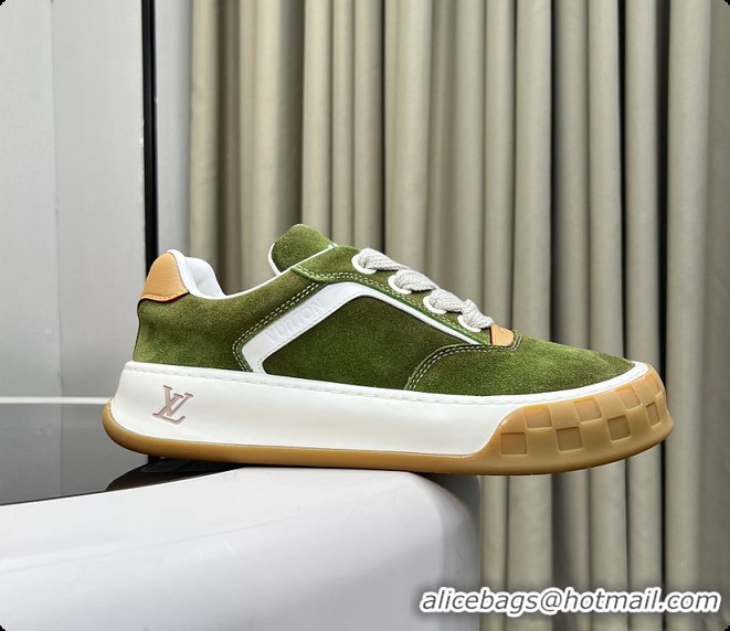 Unique Style Louis Vuitton LV Tilted Sneaker Green Suede calf leather 6070907