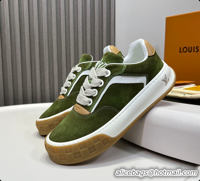 Unique Style Louis Vuitton LV Tilted Sneaker Green Suede calf leather 6070907