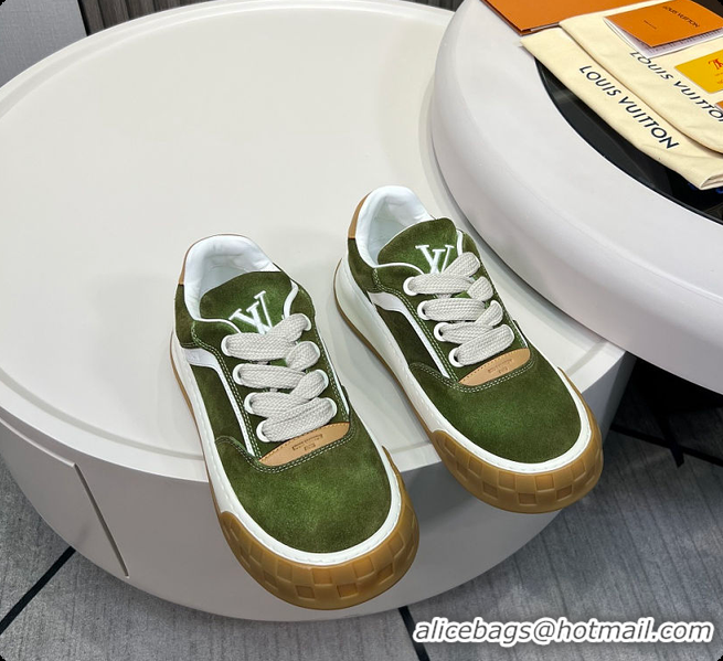 Unique Style Louis Vuitton LV Tilted Sneaker Green Suede calf leather 6070907