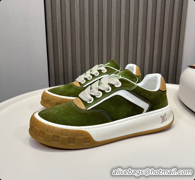 Unique Style Louis Vuitton LV Tilted Sneaker Green Suede calf leather 6070907