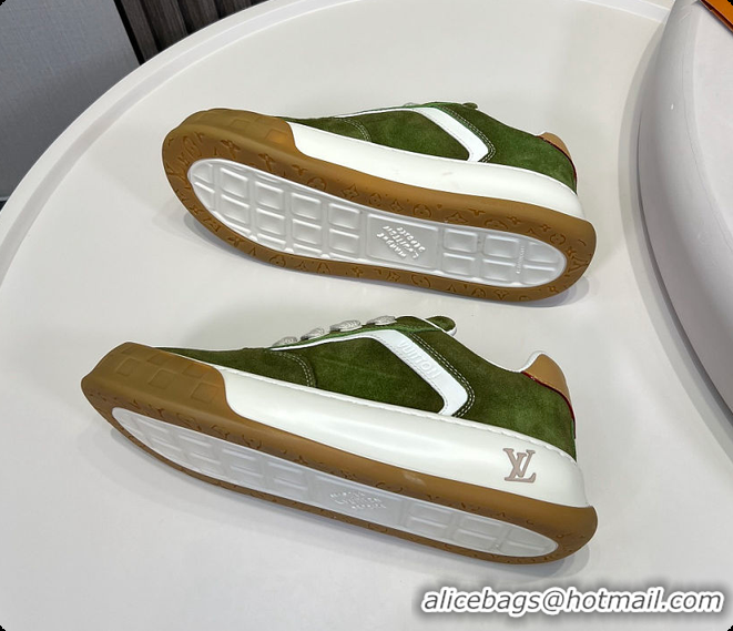 Unique Style Louis Vuitton LV Tilted Sneaker Green Suede calf leather 6070907