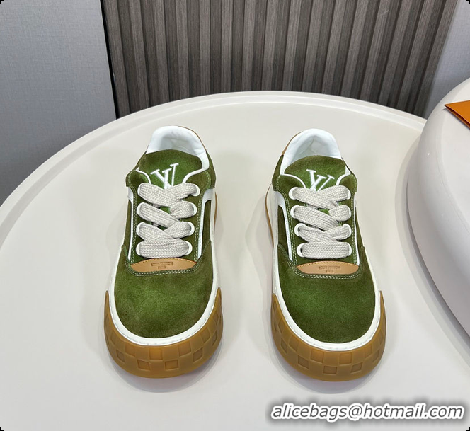 Unique Style Louis Vuitton LV Tilted Sneaker Green Suede calf leather 6070907