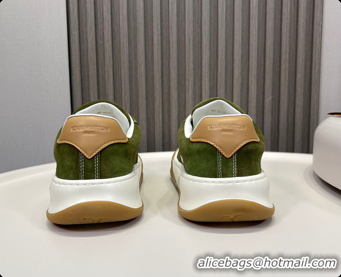 Unique Style Louis Vuitton LV Tilted Sneaker Green Suede calf leather 6070907