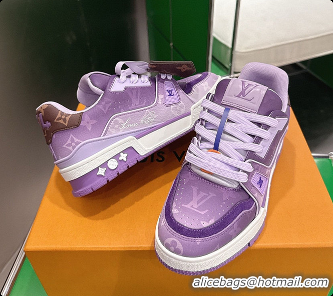 Grade Quality Louis Vuitton LV Trainer Sneaker Purple Monogram-printed canvas 6070908