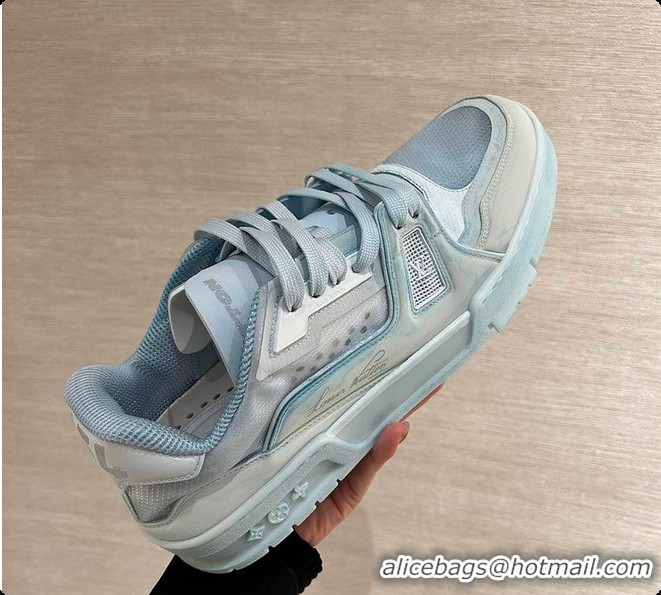 Discount Louis Vuitton LV Trainer Sneaker Blue Mix of materials 6070908