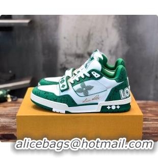 Good Quality LV Trainer Sneaker Green Calf Leather 6070909