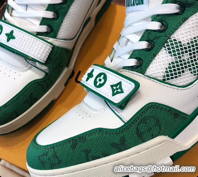 Good Quality LV Trainer Sneaker Green Calf Leather 6070909
