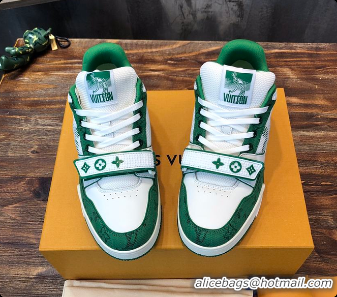 Good Quality LV Trainer Sneaker Green Calf Leather 6070909