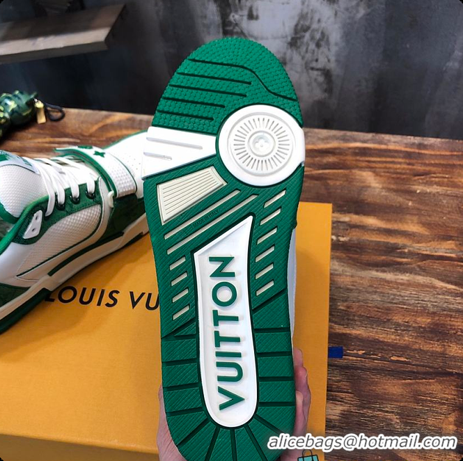 Good Quality LV Trainer Sneaker Green Calf Leather 6070909