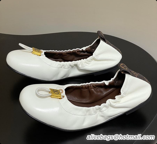 Unique Style Louis Vuitton LV Nolita Flat Ballerina White 6070914