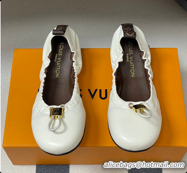 Unique Style Louis Vuitton LV Nolita Flat Ballerina White 6070914