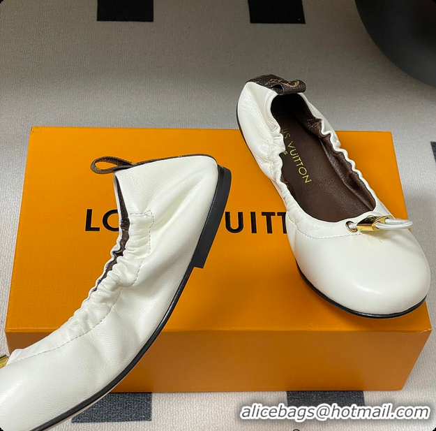 Unique Style Louis Vuitton LV Nolita Flat Ballerina White 6070914