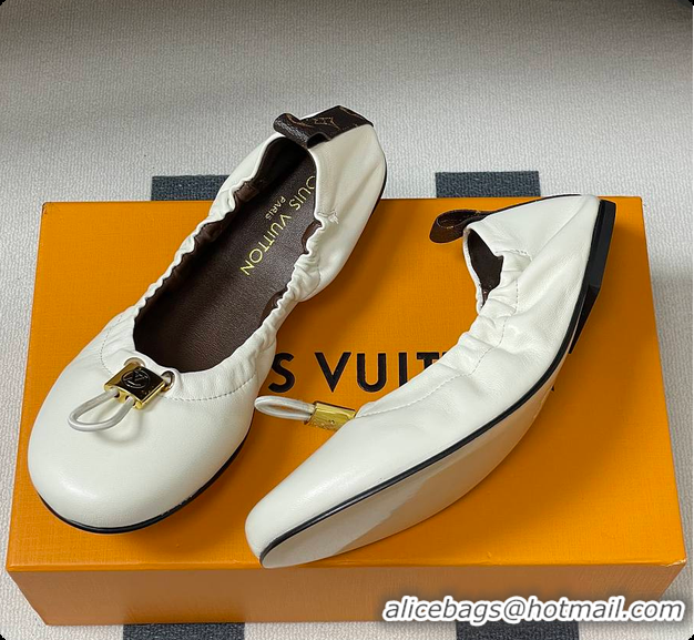 Unique Style Louis Vuitton LV Nolita Flat Ballerina White 6070914