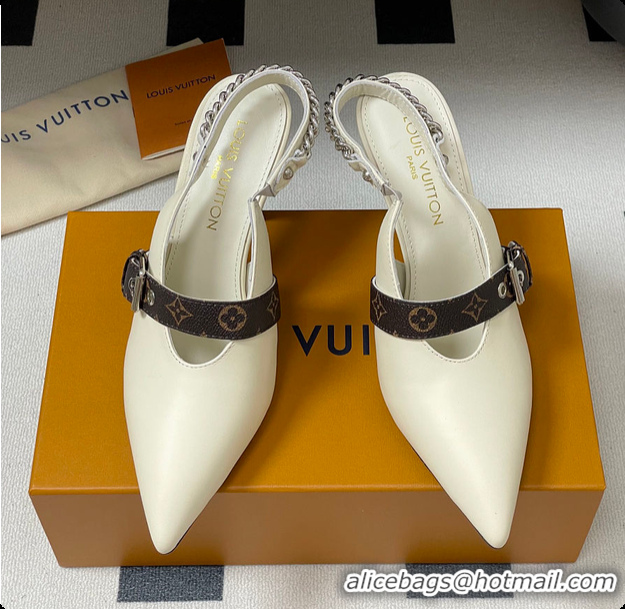 Grade Quality Louis Vuitton LV Vibe Slingback Pump White 60701003