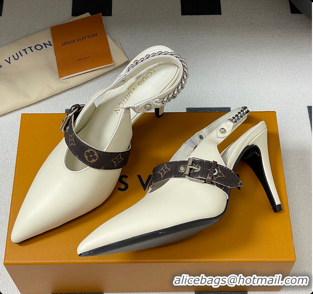 Grade Quality Louis Vuitton LV Vibe Slingback Pump White 60701003
