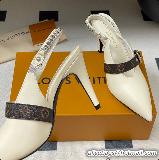Grade Quality Louis Vuitton LV Vibe Slingback Pump White 60701003