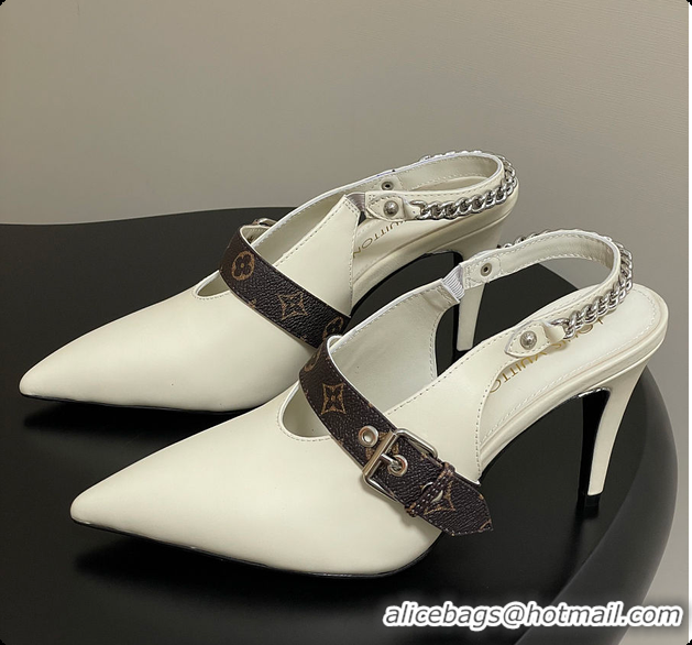 Grade Quality Louis Vuitton LV Vibe Slingback Pump White 60701003