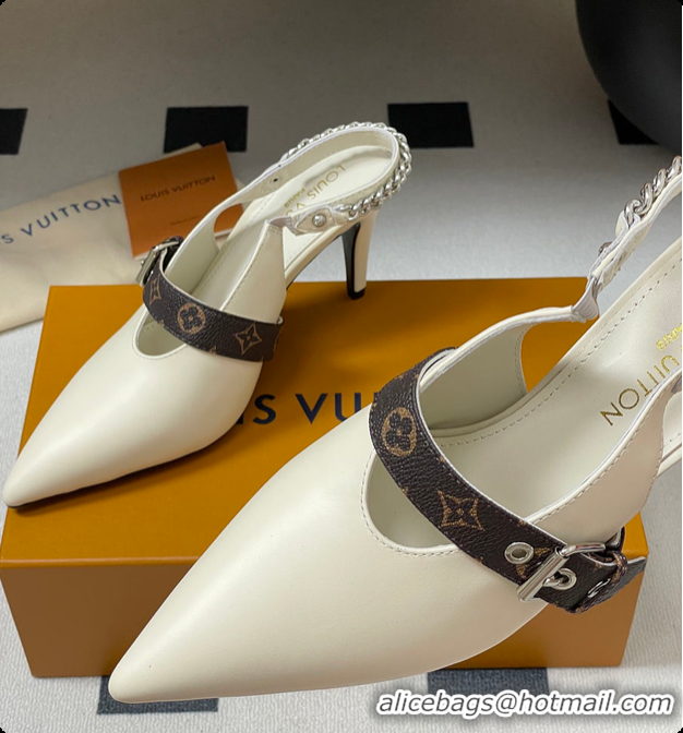 Grade Quality Louis Vuitton LV Vibe Slingback Pump White 60701003