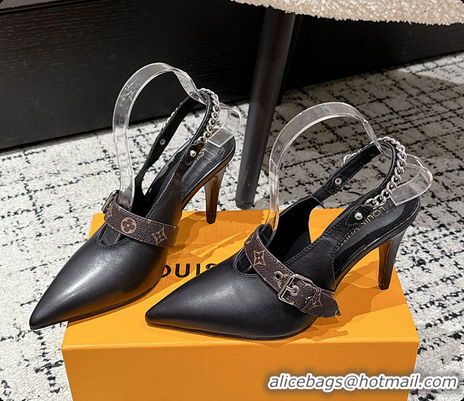 Popular Style Louis Vuitton LV Vibe Slingback Pump Black 60701004