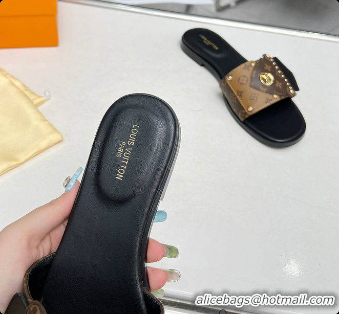 Unique Style Louis Vuitton LV Frame Flat Mules Brown 60701005