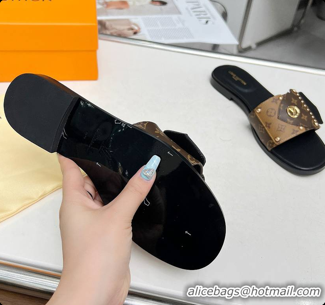 Unique Style Louis Vuitton LV Frame Flat Mules Brown 60701005