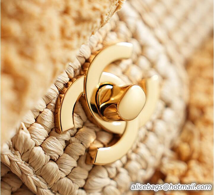 Pretty Style Chanel Coco Beach Flap Bag Braided Raffia & Gold-Tone Metal AS1265 Beige 2026