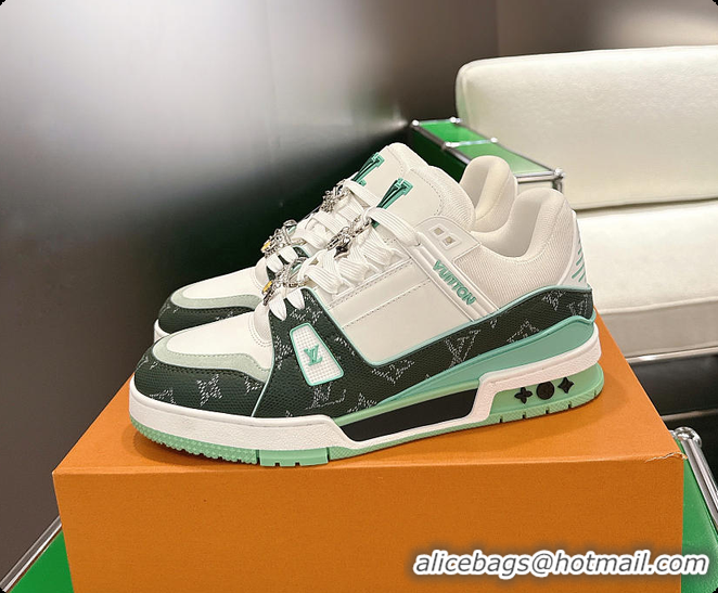 Most Popular Louis Vuitton LV Trainer Sneakers Green 60701012