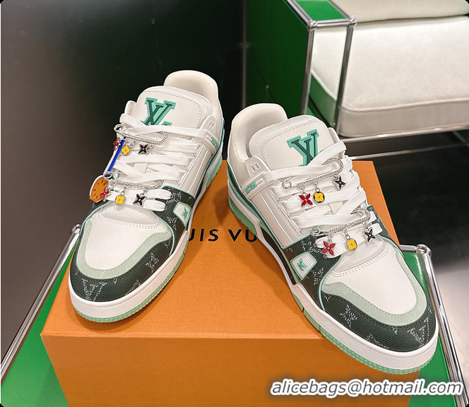 Most Popular Louis Vuitton LV Trainer Sneakers Green 60701012