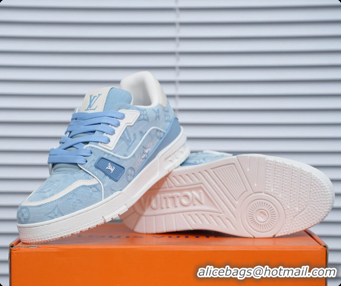 Pretty Style Louis Vuitton LV Trainer Sneaker Blue Canvas 60701016