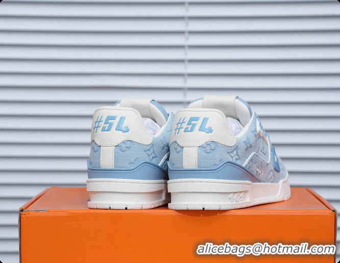 Pretty Style Louis Vuitton LV Trainer Sneaker Blue Canvas 60701016