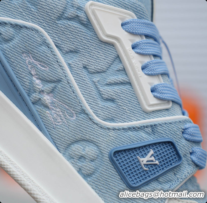 Pretty Style Louis Vuitton LV Trainer Sneaker Blue Canvas 60701016
