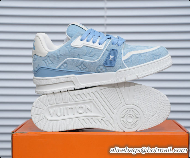 Pretty Style Louis Vuitton LV Trainer Sneaker Blue Canvas 60701016
