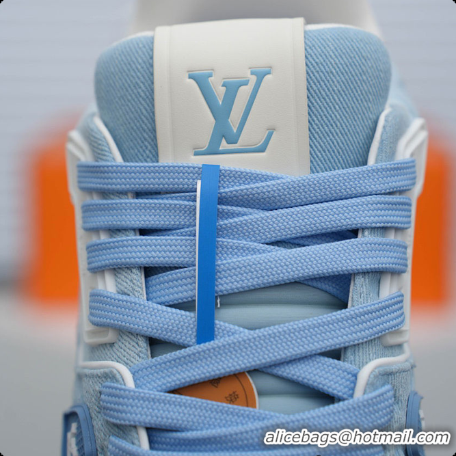 Pretty Style Louis Vuitton LV Trainer Sneaker Blue Canvas 60701016