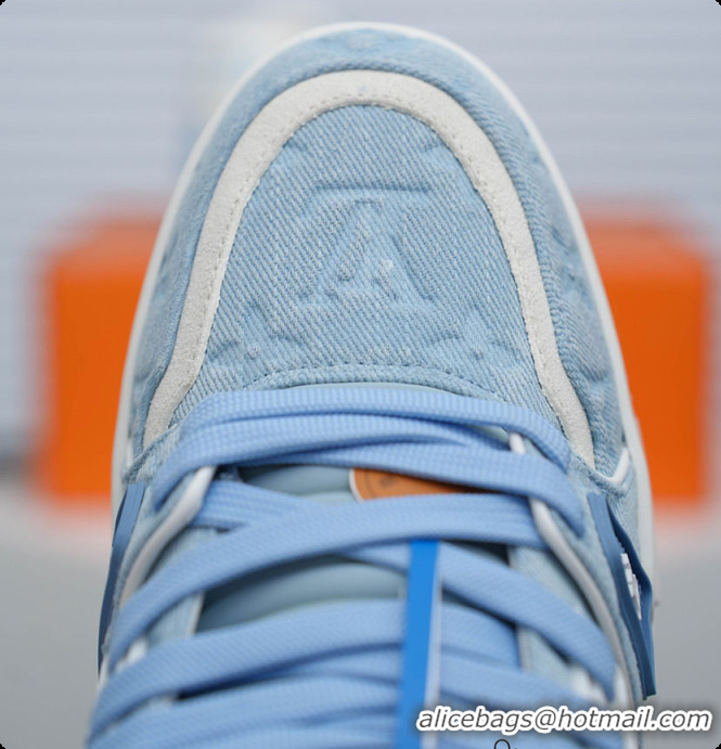 Pretty Style Louis Vuitton LV Trainer Sneaker Blue Canvas 60701016