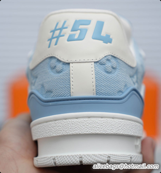 Pretty Style Louis Vuitton LV Trainer Sneaker Blue Canvas 60701016